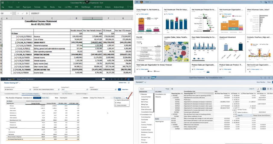Tableaux de bord financiers et états consolidés Excel SAP